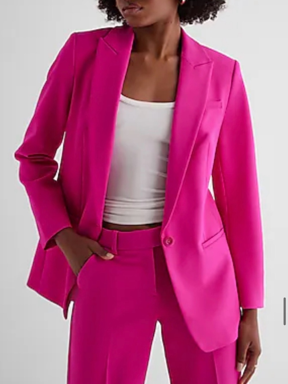 EXPRESS Boyfriend Blazer in Studio Stretch Twill Neon Berry Size M